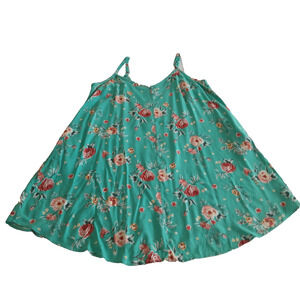 Torrid Dress Women Plus Size 1 Aqua Floral Mini Sundress Sleeveless Flowy Summer